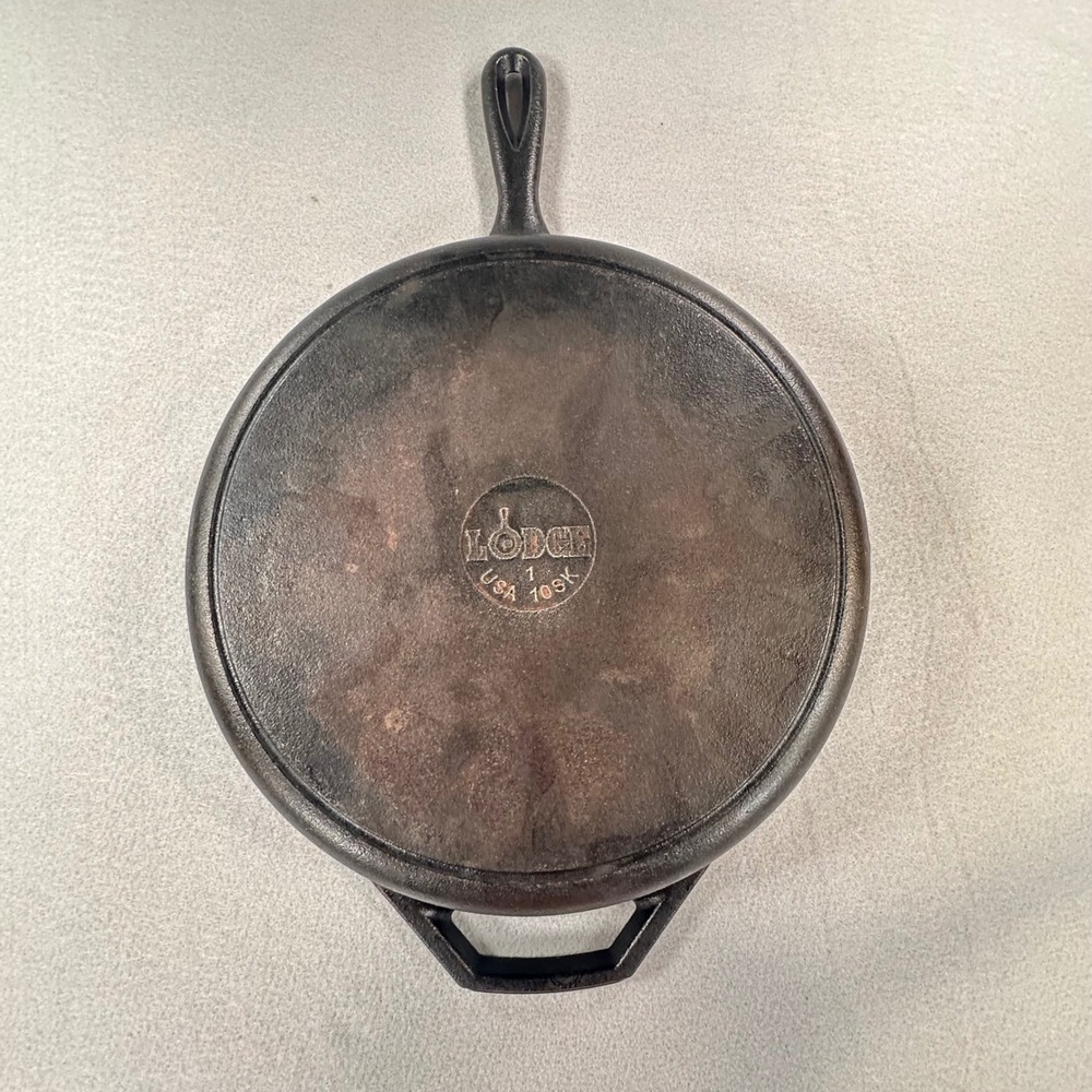 Lodge 12 Inch Cast Iron Skillet with Helper Handle 10SK Made in USA Black